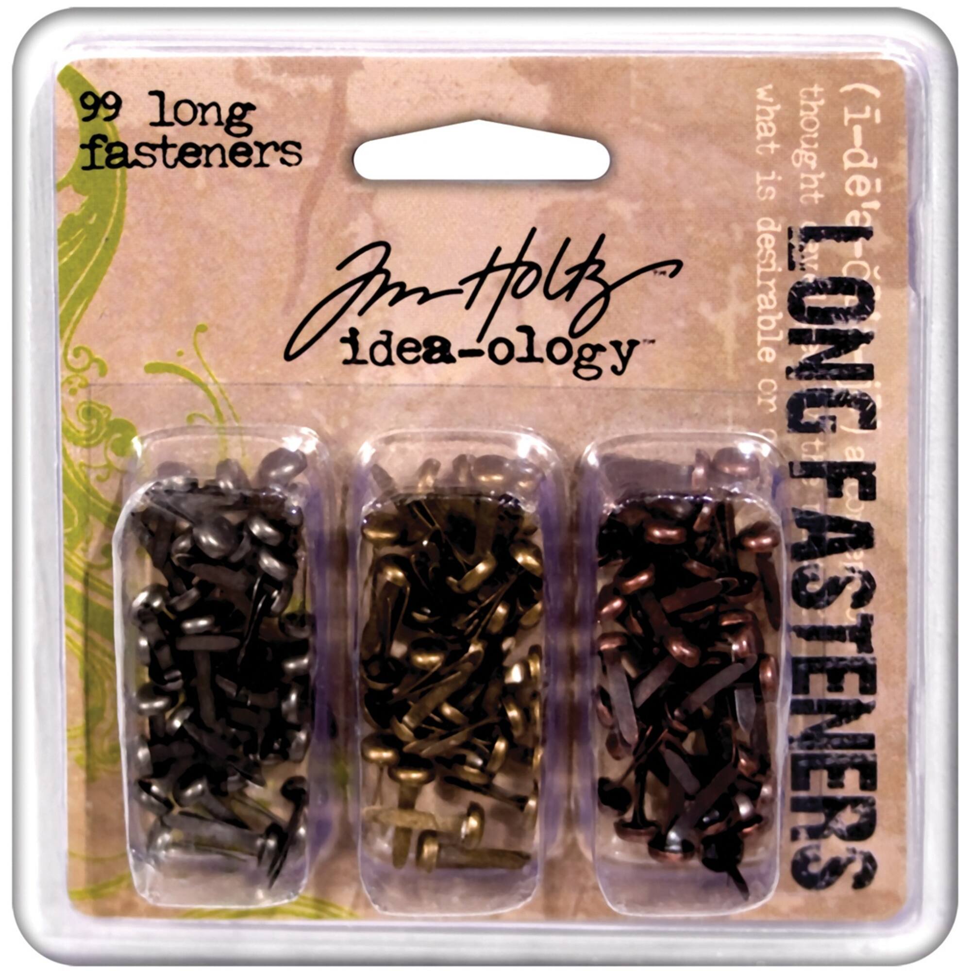 Idea-Ology Metal Long Paper Fasteners .4375" 99/Pkg-Antique Nickel, Brass & Copper